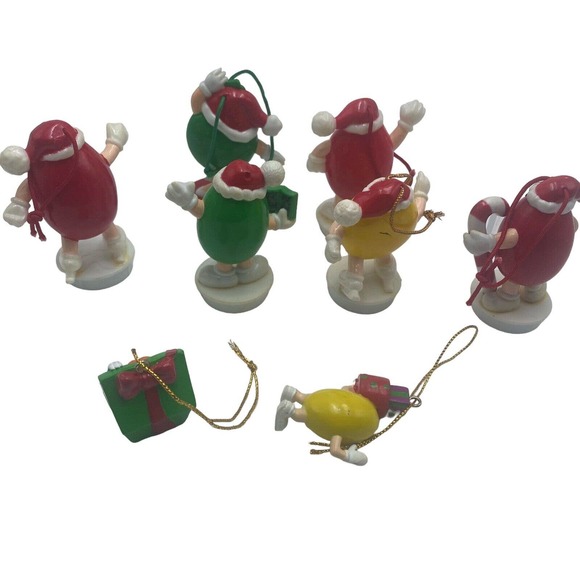 Vintage M&M Christmas Ornaments Toppers Lot Of 12 Mixed Red Green Yellow Brown - Picture 7 of 10